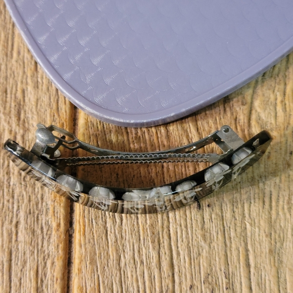 VINTAGE FLORAL FLOWERS RESIN REVERSE CARVED HAIR BARRETTE Clip UPDO ACCESSORY - Picture 7 of 9